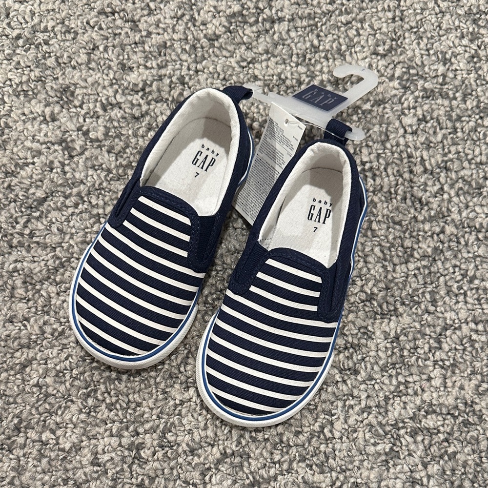 GAP Kids Navy and White Striped Sneakers